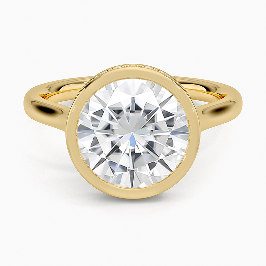 Moissanite Luna Hidden Halo Diamond Ring in 14K Yellow Gold