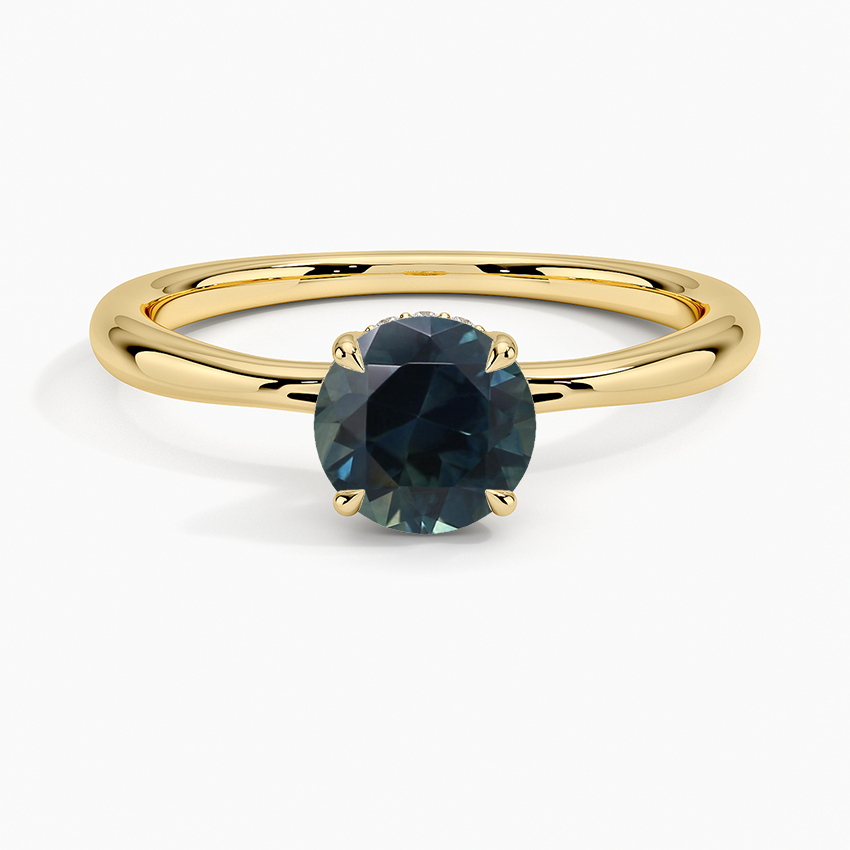 Sapphire Freesia Hidden Halo Diamond Ring in 18K Yellow Gold