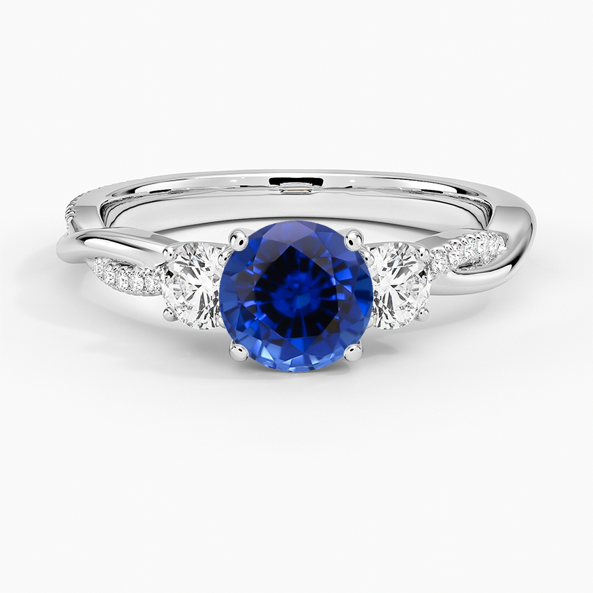 Sapphire Petite Twisted Vine Three Stone Diamond Ring (2/5 ct. tw.) in 18K White Gold