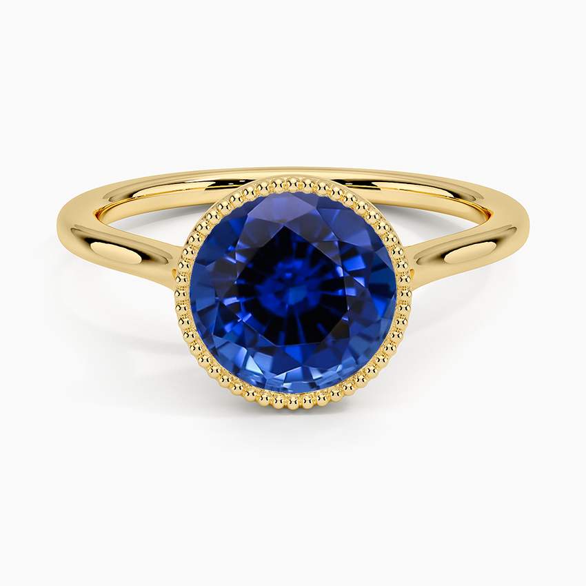 Lab Grown Sapphire Margot Bezel Ring in 18K Yellow Gold