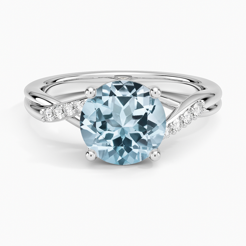 Aquamarine Chamise Diamond Ring (1/15 ct. tw.) in 14K White Gold