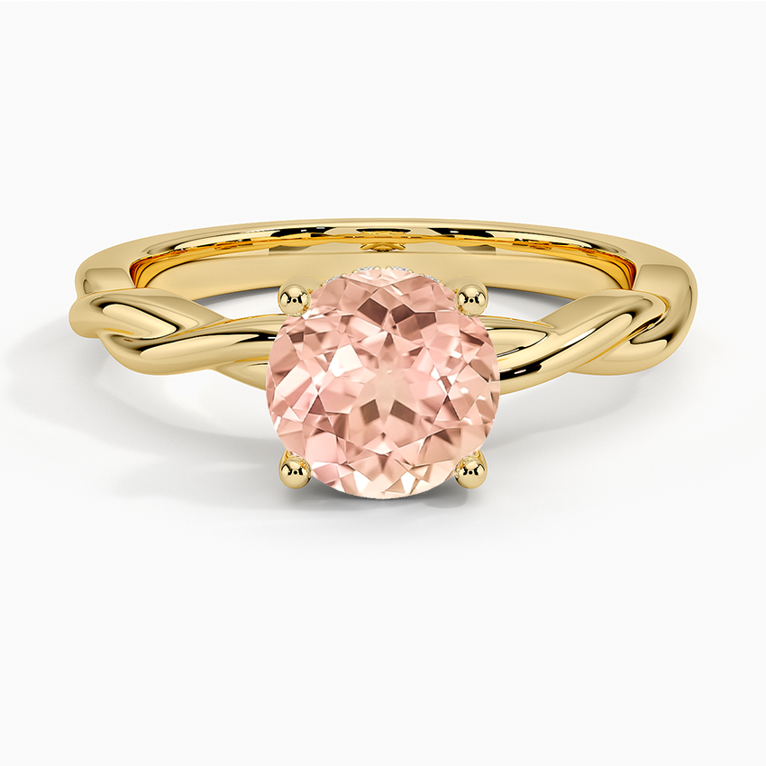 Lab Grown Sapphire Twisted Vine Hidden Halo Diamond Ring in 18K Yellow Gold