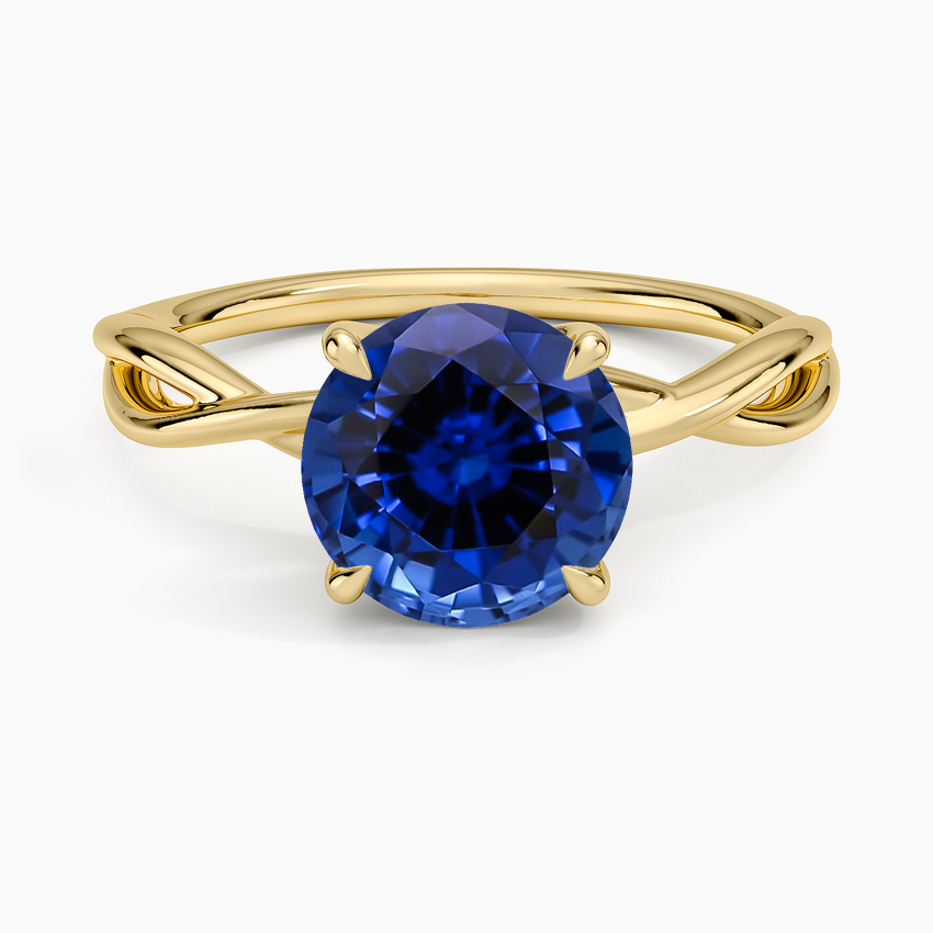 Lab Grown Sapphire Alya Twist Solitaire Ring in 14K Yellow Gold