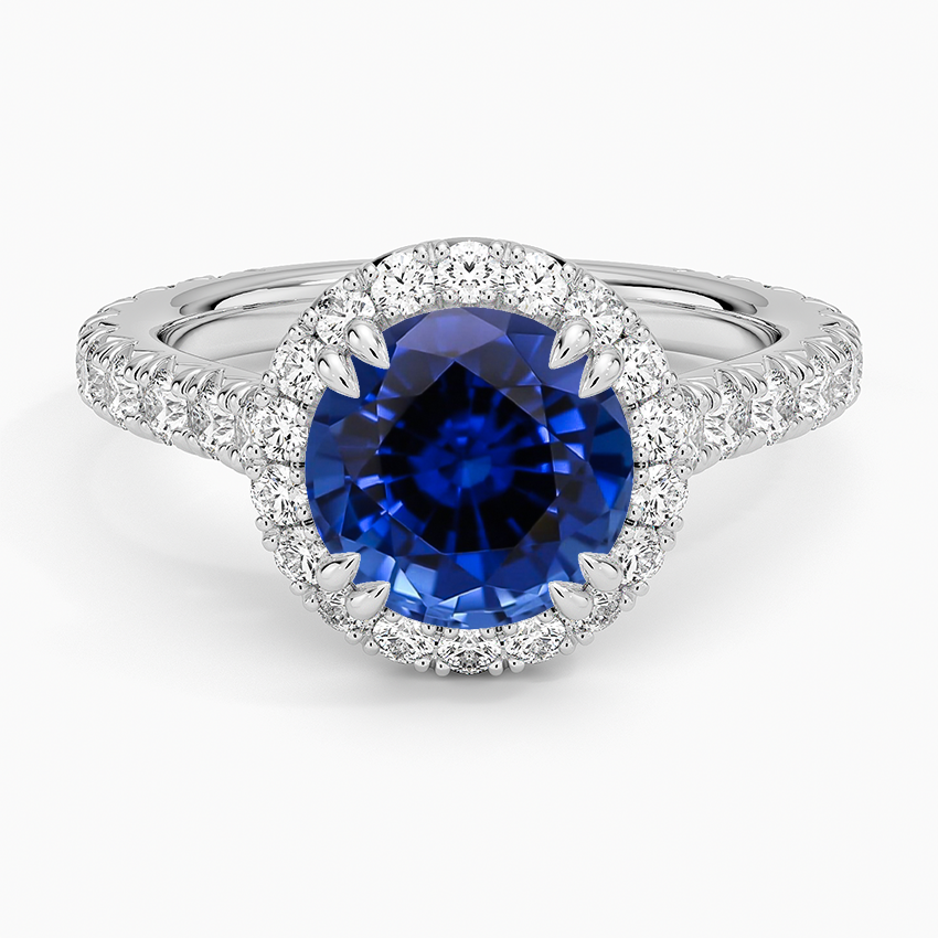 Lab Grown Sapphire Sienna Halo Three-Quarter Coverage Diamond Ring (3/4 ct. tw.) in 18K White Gold
