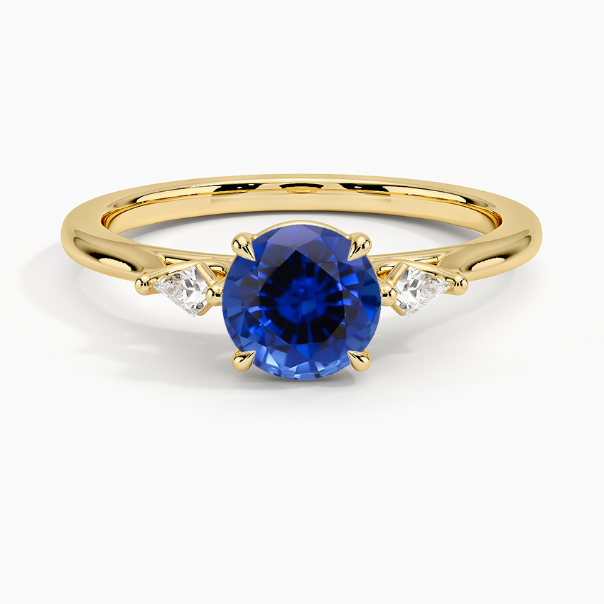 Sapphire Petite Cometa Perfect Fit Three Stone Diamond Ring in 18K Yellow Gold