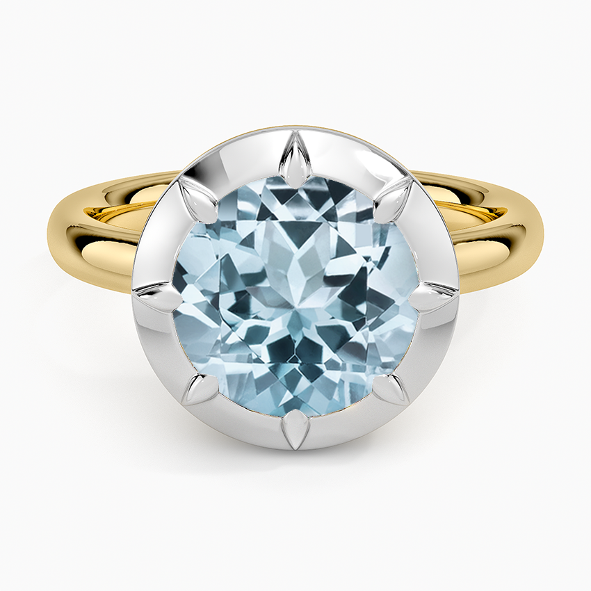 Aquamarine Harper Mixed Metal Solitaire Ring in 18K Yellow Gold