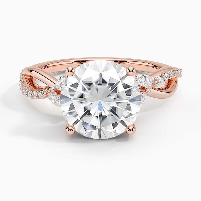Moissanite Petite Twisted Willow Diamond Ring in 14K Rose Gold