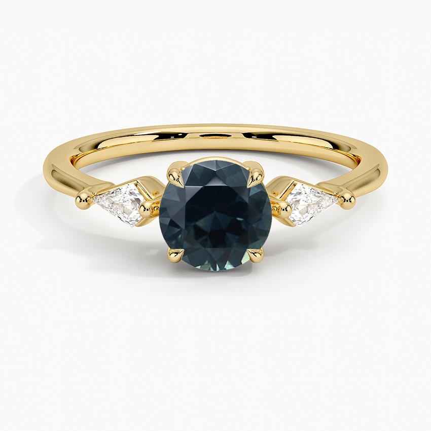 Sapphire Cometa Three Stone Diamond Ring in 18K Yellow Gold