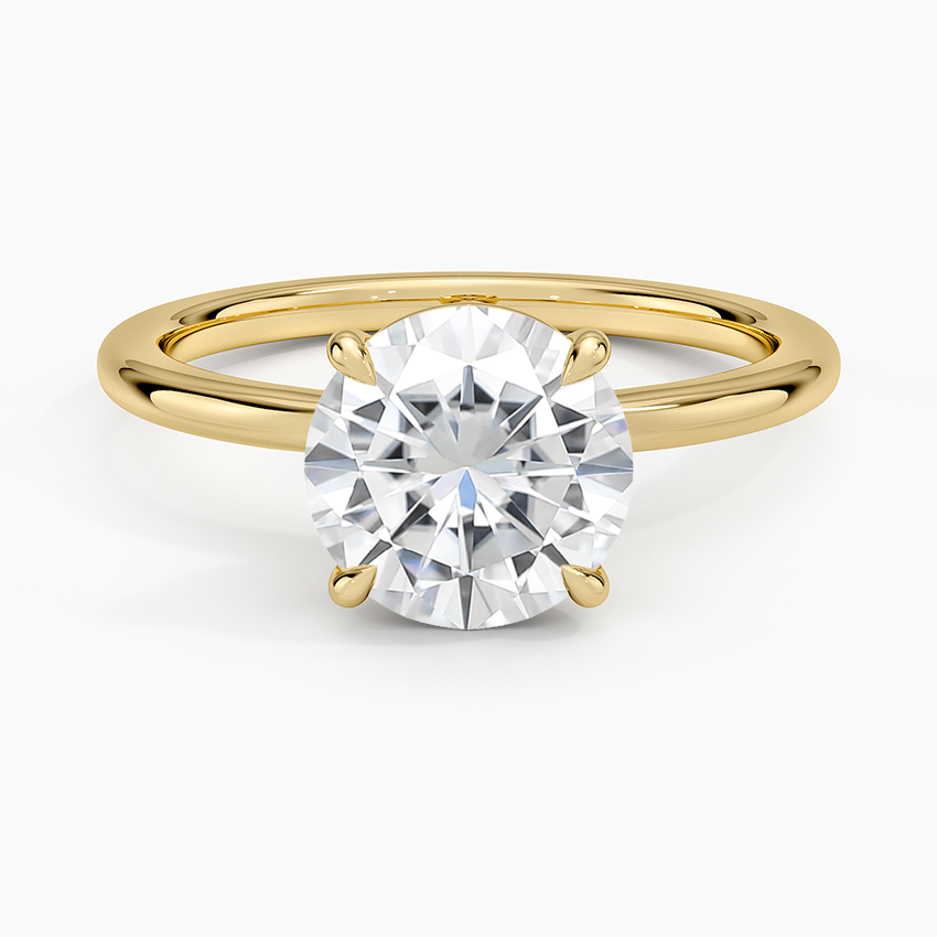 Moissanite Hidden Heart Solitaire Ring in 18K Yellow Gold