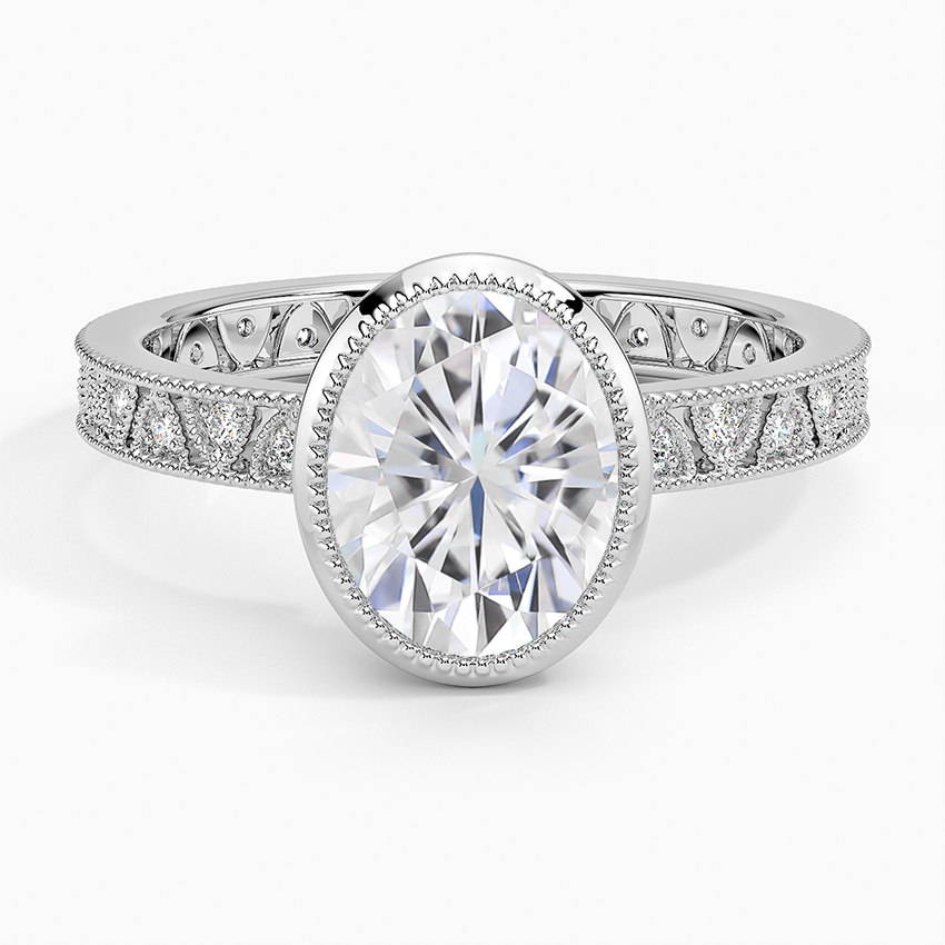 Moissanite Sinclair Art Deco Diamond Ring (1/6 ct. tw.) in 18K White Gold