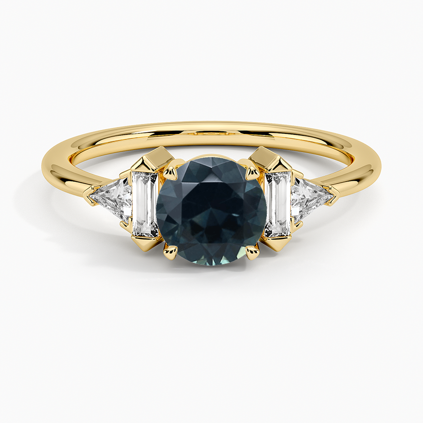 Sapphire Edie Art Deco Diamond Ring in 18K Yellow Gold