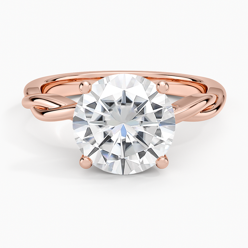 Moissanite Twisted Vine Solitaire Ring in 14K Rose Gold