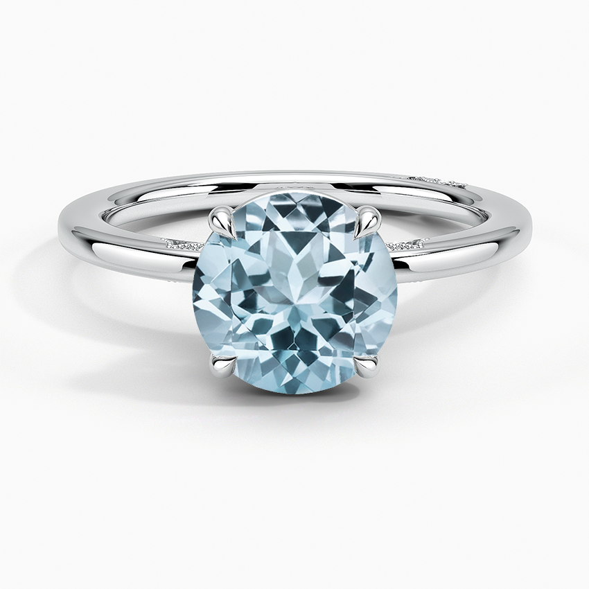 Aquamarine Simply Tacori Delicate Drape Diamond Ring in 18K White Gold
