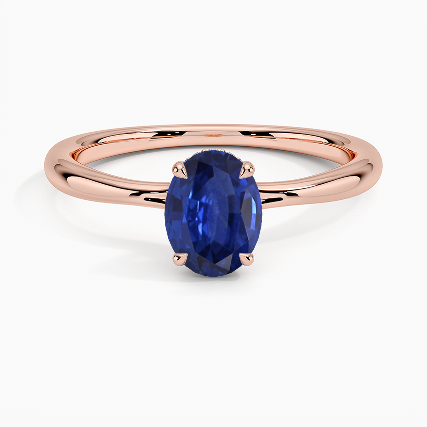 Sapphire Freesia Hidden Halo Diamond Ring In 14k Rose Gold