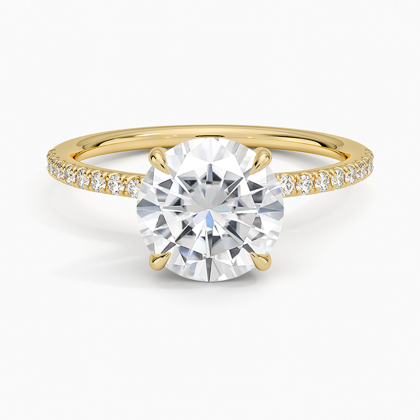 Moissanite Entwined Diamond Ring in 18K Yellow Gold
