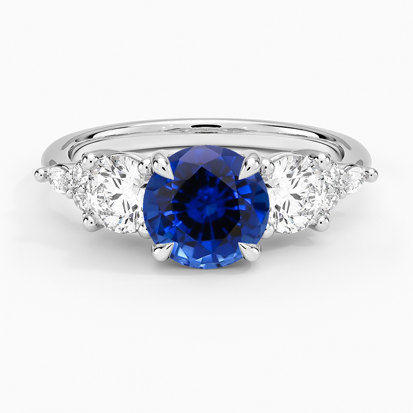 Sapphire Luxe Nadia Three Stone Diamond Ring in 18K White Gold