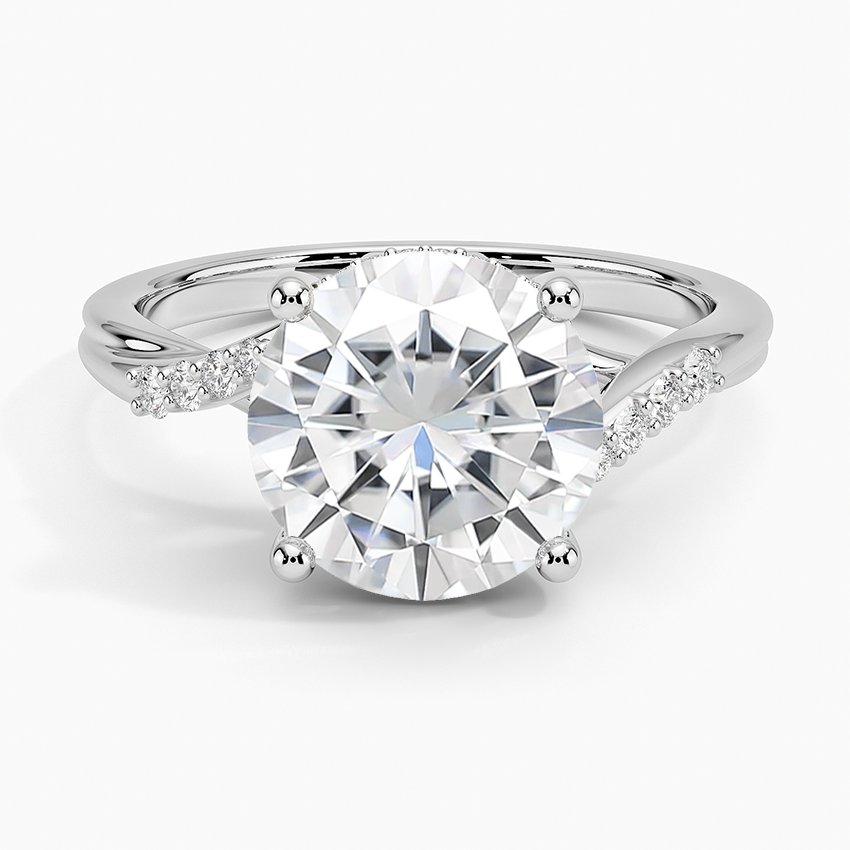 Moissanite Chamise Hidden Halo Diamond Ring in 14K White Gold