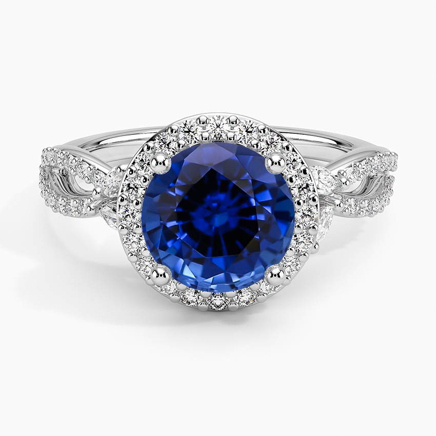 Lab Grown Sapphire Luxe Willow Halo Diamond Ring (2/5 ct. tw.) in 18K White Gold