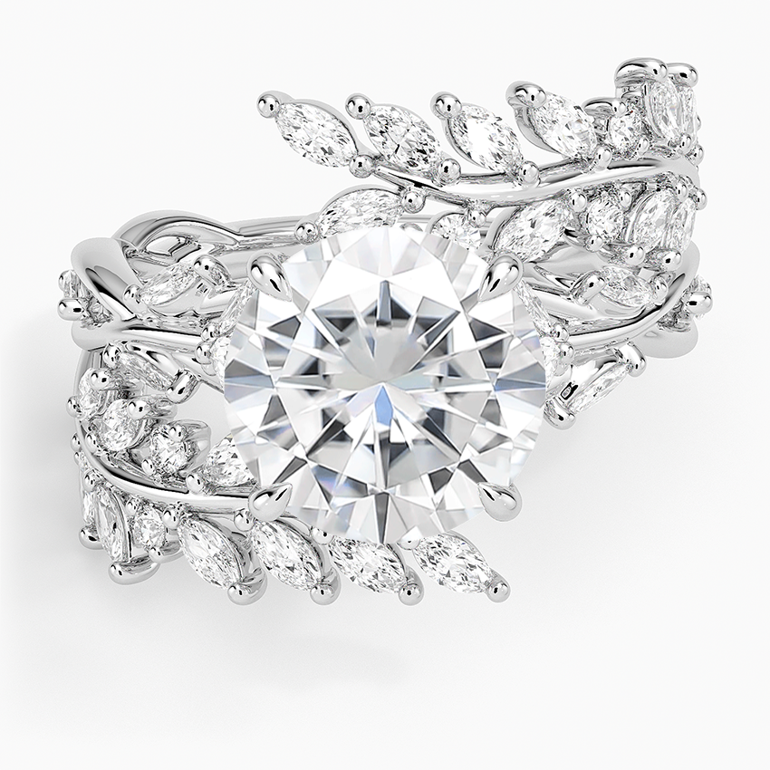 Moissanite Secret Garden Wrap Diamond Ring in 14K White Gold