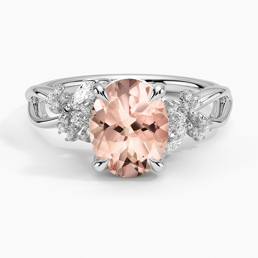 Morganite Summer Blossom Diamond Ring (1/4 ct. tw.) in 18K White Gold