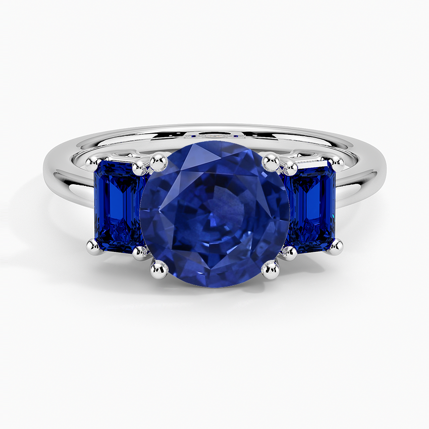 Sapphire Luxe Rhiannon Three Stone Sapphire Ring in 14K White Gold