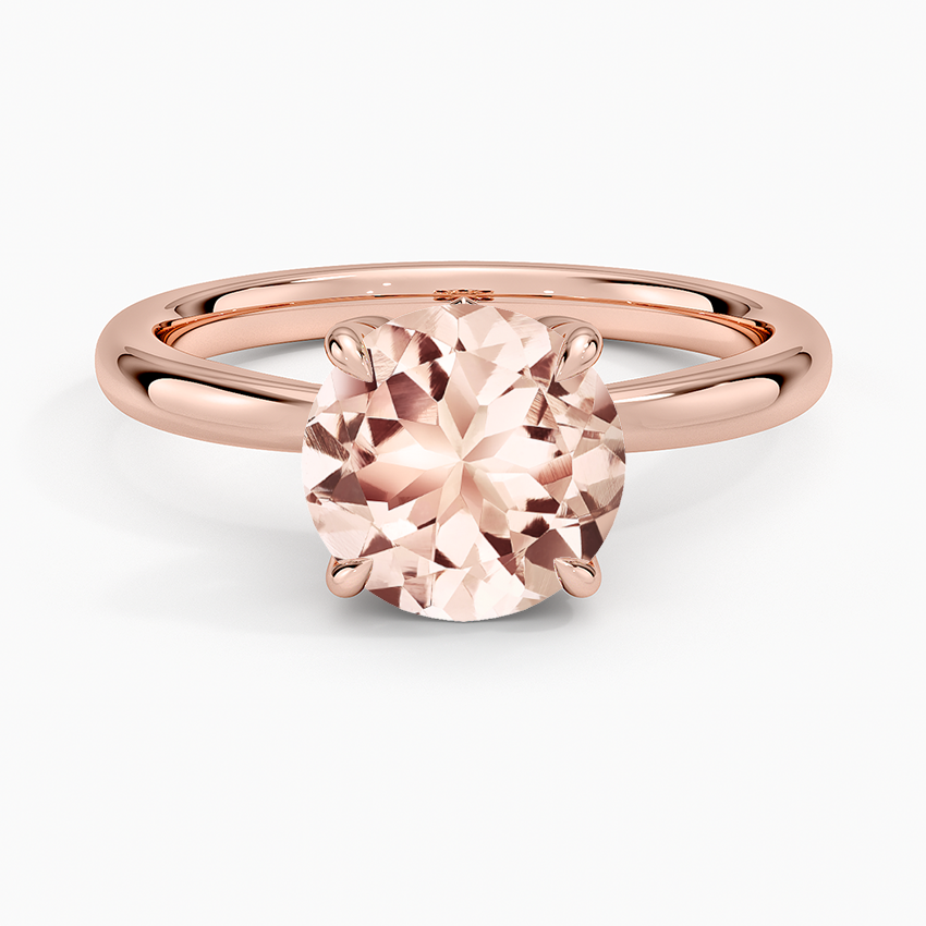 Morganite Petal 2mm Solitaire Ring in 14K Rose Gold