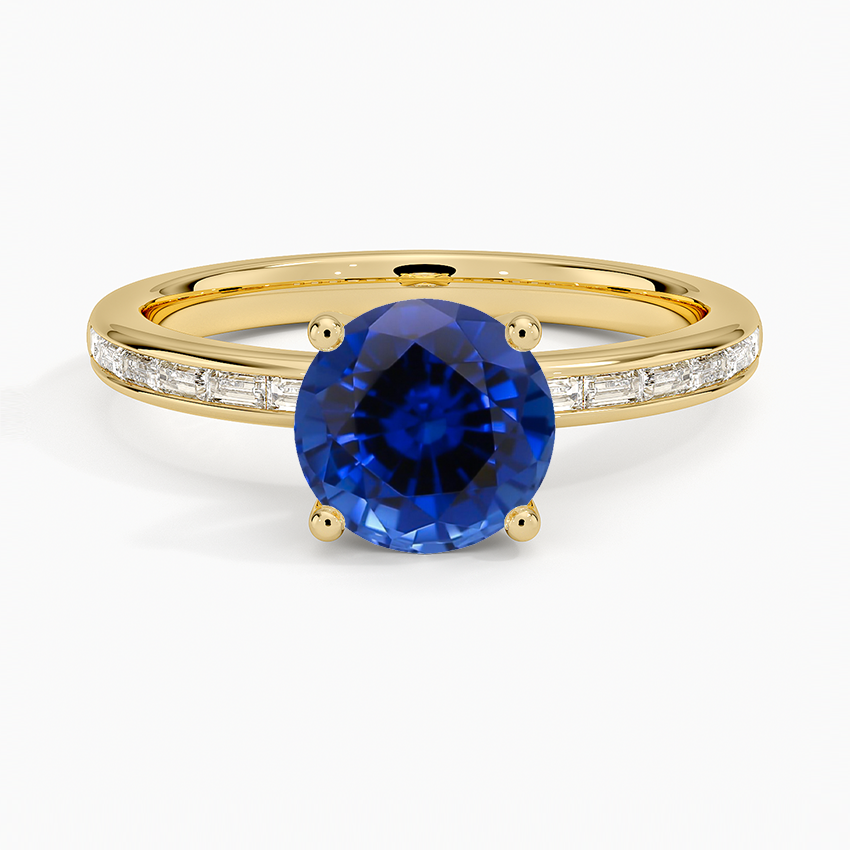 Sapphire Tabitha Channel Set Baguette Diamond Ring in 18K Yellow Gold