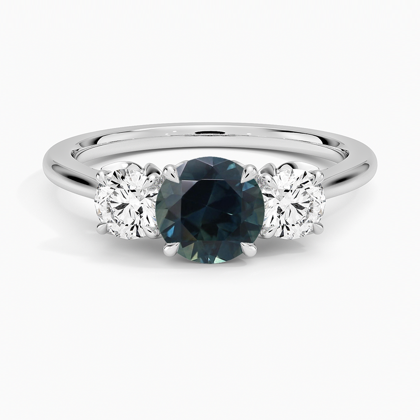 Sapphire Petal Three Stone Diamond Ring (2/3 ct. tw.) in 18K White Gold