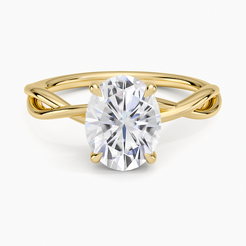 Moissanite Alya Twist Solitaire Ring in 14K Yellow Gold