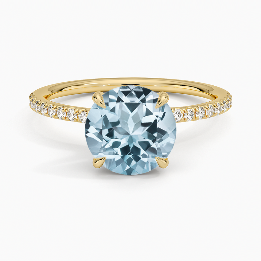Aquamarine Entwined Diamond Ring in 18K Yellow Gold