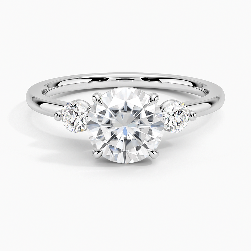 Moissanite Perfect Fit Three Stone Diamond Ring in Platinum