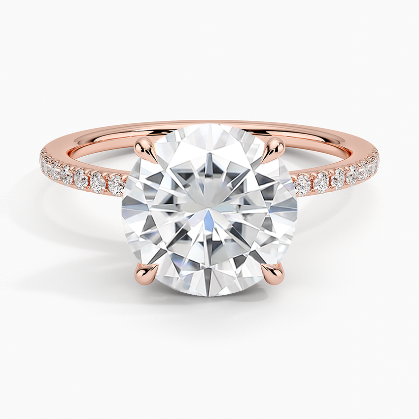 Moissanite Viviana Half Coverage Diamond Ring in 14K Rose Gold