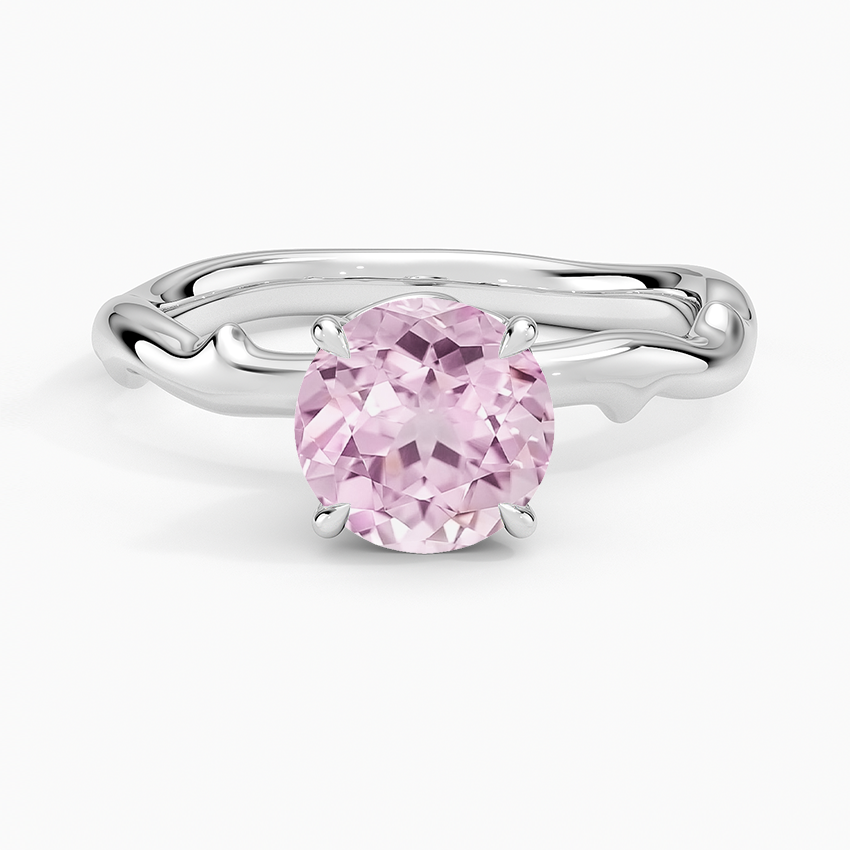 Lab Grown Sapphire Rose Thorn Solitaire Ring in 18K White Gold