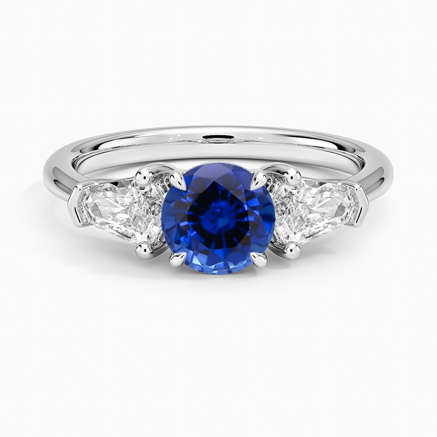 Sapphire Shield Cut Three Stone Diamond Ring (1/2 ct. tw.) in 18K White Gold