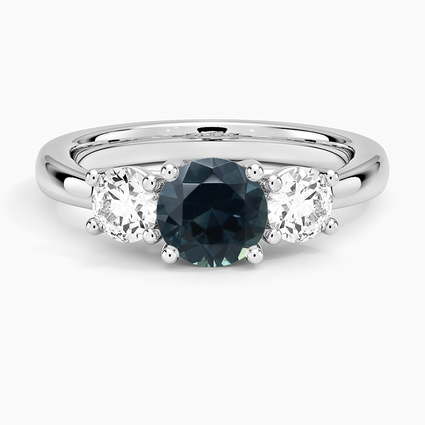 Sapphire Petite Three Stone Trellis Diamond Ring (1/3 ct. tw.) in 14K White Gold