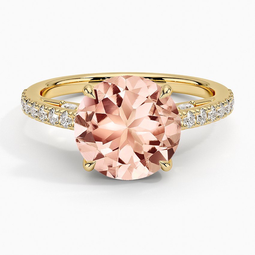 Morganite Secret Garden Adorned Gallery Diamond Ring (1/2 ct. tw.) in 14K Yellow Gold