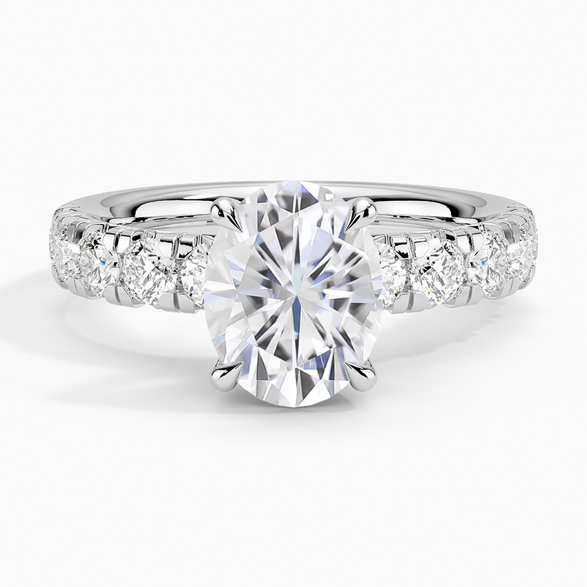 Moissanite Ellora Half Coverage Diamond Ring in 18K White Gold