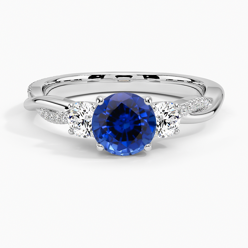 Sapphire Petite Twisted Vine Three Stone Diamond Ring (2/5 ct. tw.) in 18K White Gold