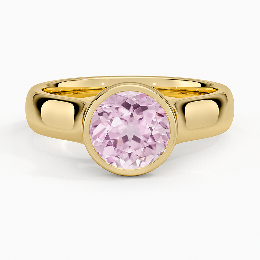 Lab Grown Sapphire Luna 4mm Bezel Ring in 18K Yellow Gold