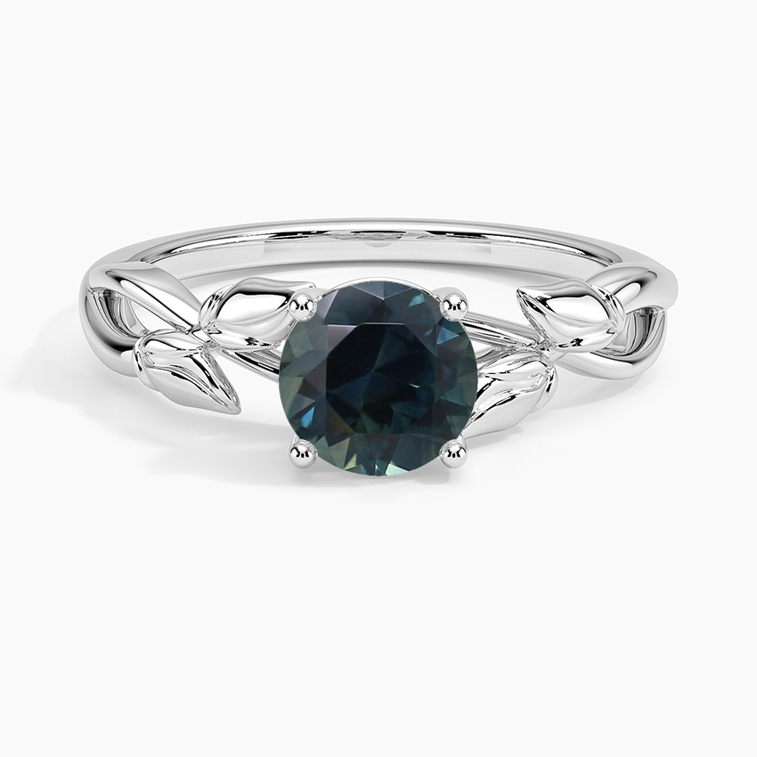 Sapphire Budding Willow Solitaire Ring in 18K White Gold