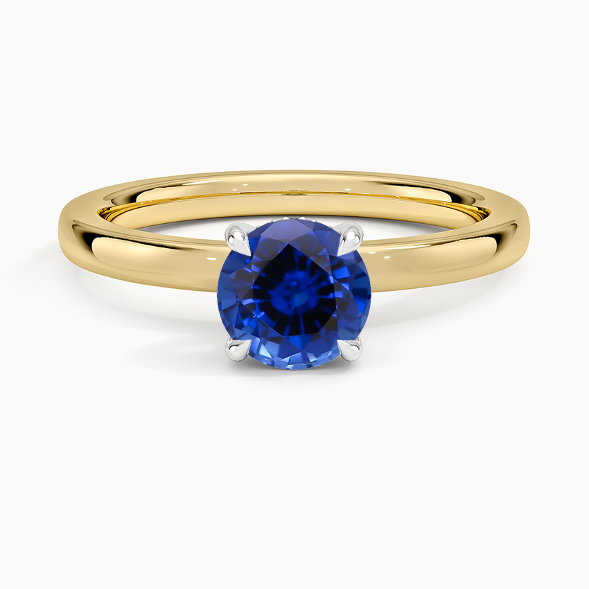 Sapphire Platinum Mixed Metal Audrey 2mm Diamond Ring in 18K Yellow Gold