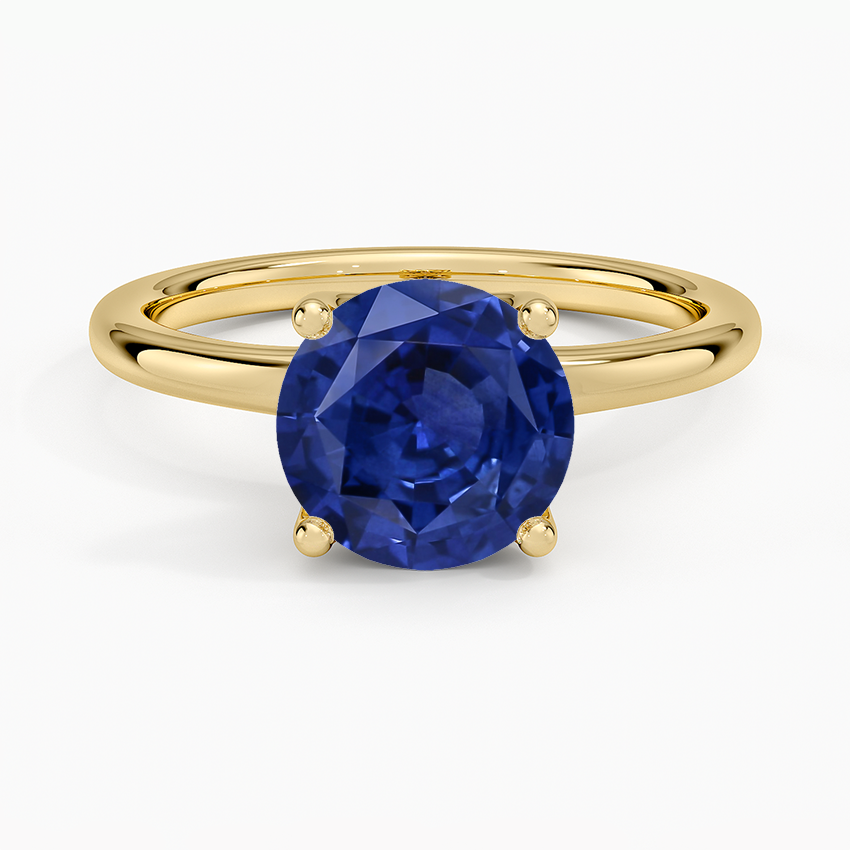 Sapphire Fleur Solitaire Ring in 14K Yellow Gold