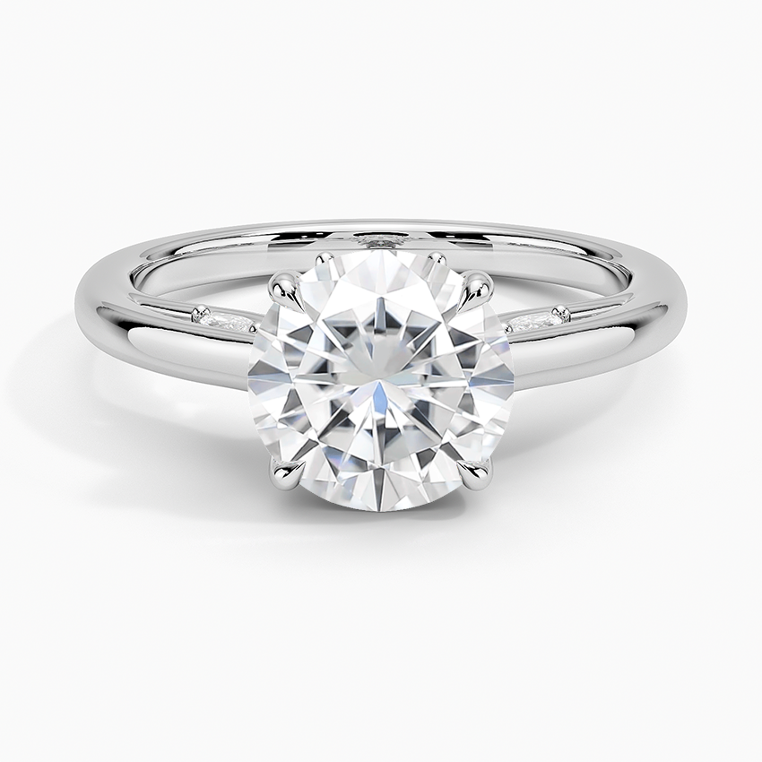 Moissanite Secret Garden Adorned Gallery Solitaire Ring (1/3 ct. tw.) in 18K White Gold
