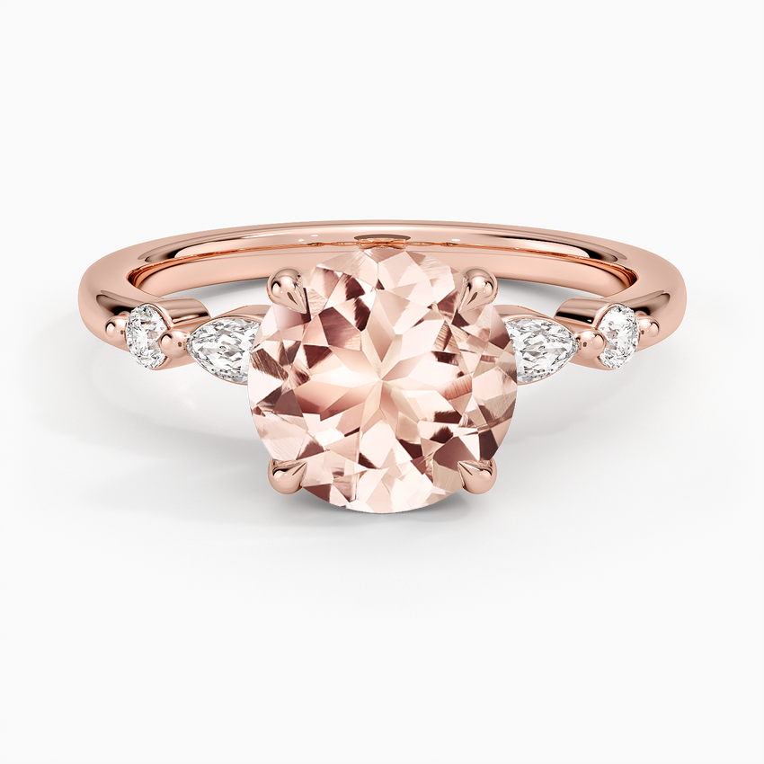 Morganite Versailles One-Quarter Coverage Diamond Ring in 14K Rose Gold