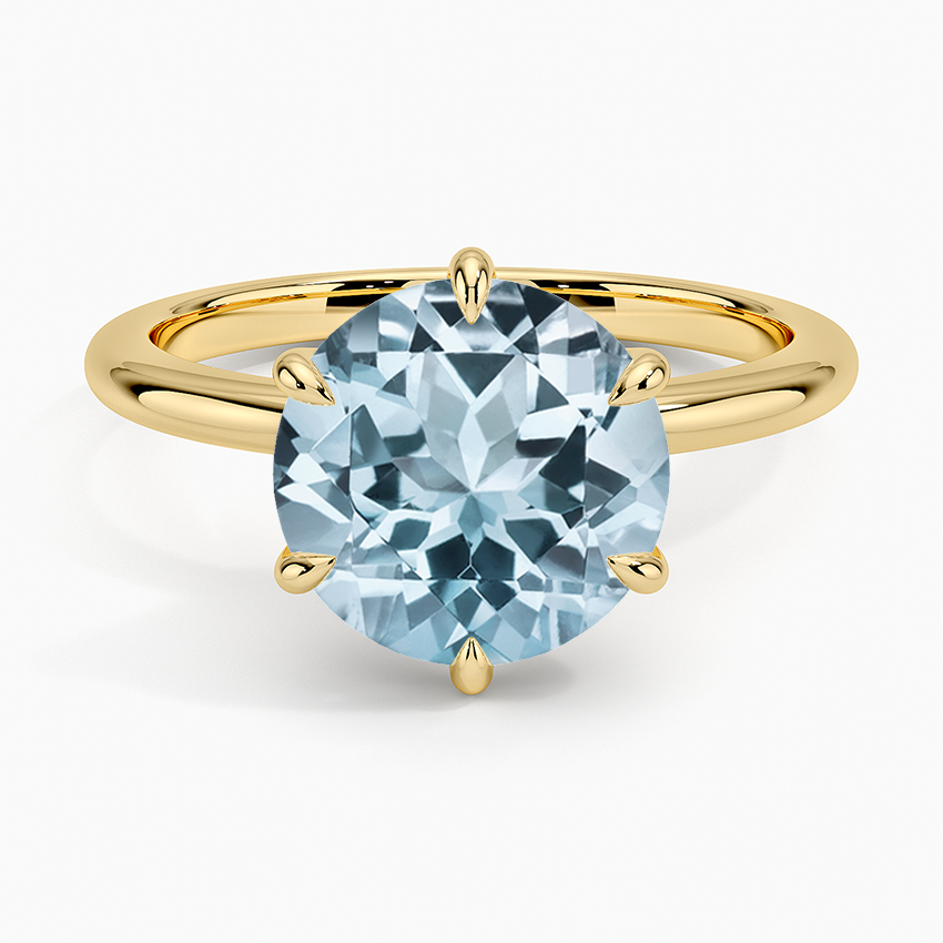Aquamarine Esme Hidden Halo Diamond Ring in 18K Yellow Gold