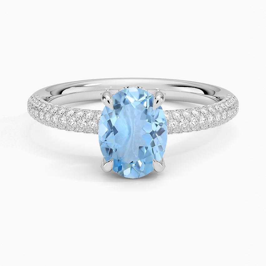 Aquamarine Valencia Diamond Ring (1/3 ct. tw.) in 18K White Gold