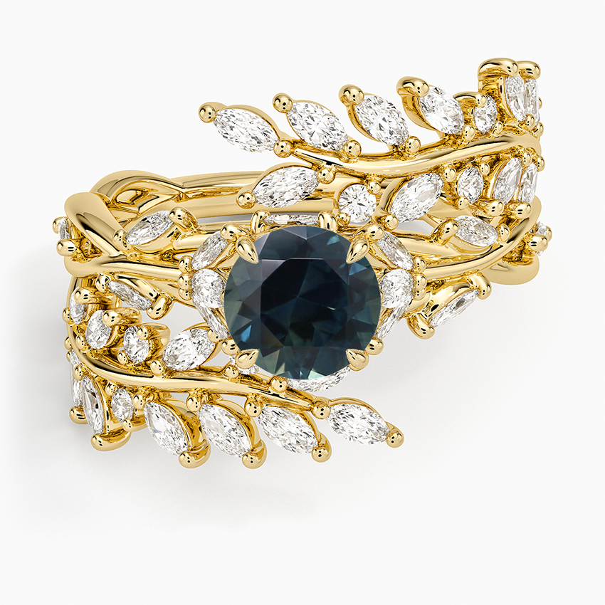 Sapphire Secret Garden Wrap Diamond Ring in 18K Yellow Gold