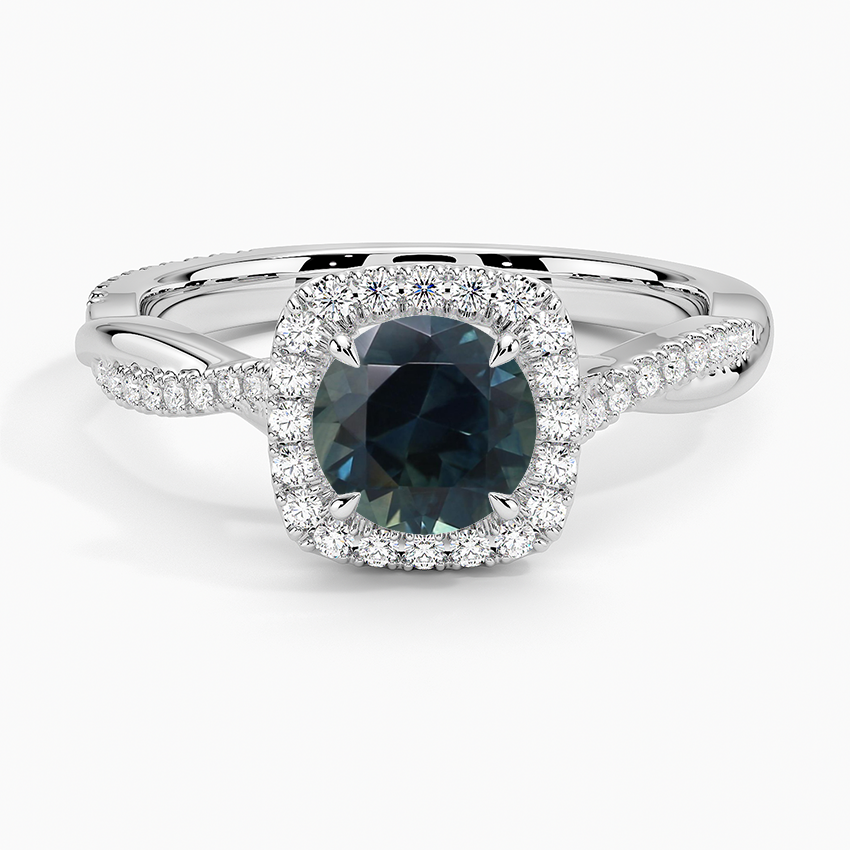 Sapphire Petite Twisted Vine Halo Diamond Ring (1/4 ct. tw.) in 18K White Gold