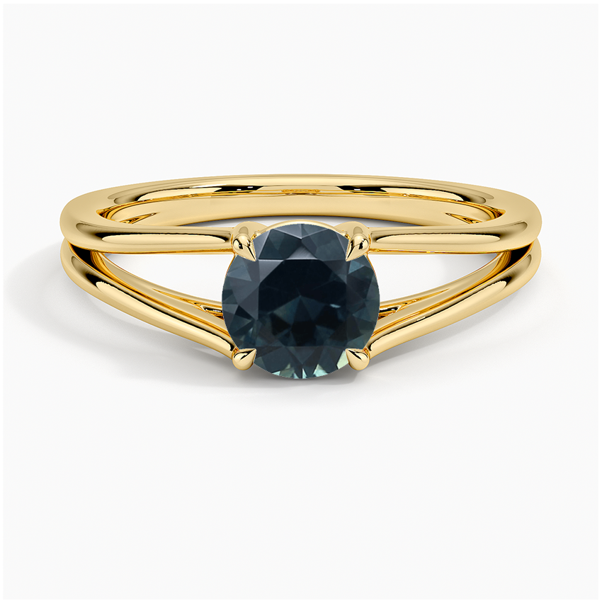 Sapphire Tressa Split Shank Solitaire Ring in 18K Yellow Gold