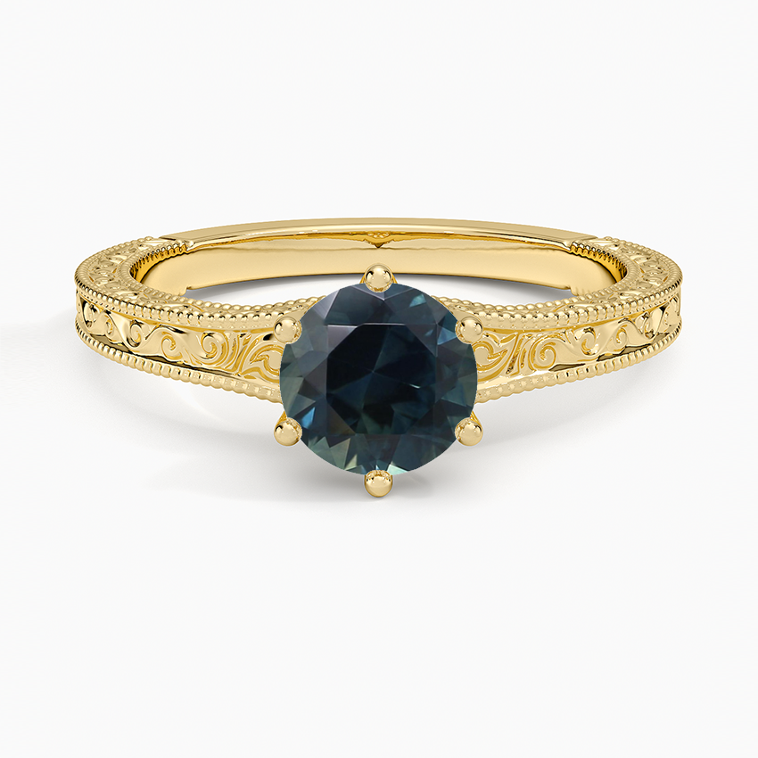 Sapphire Hudson Engraved Ring in 14K Yellow Gold
